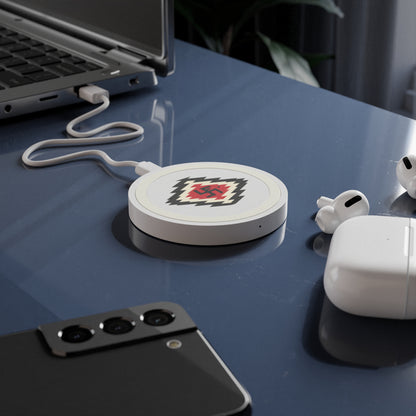 Ye-I Whirling Log Quake Wireless Charging Pad - Unique Tribal Design, Eco-Friendly Tech Accessory, Perfect for Gifts, Home Office, and Holidays