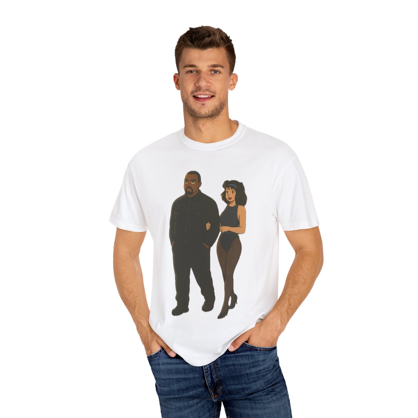 Ye & Bianca Graphic Tee, Trendy Unisex T-shirt, Cartoon Style, Streetwear, Gift for Music Lovers, Casual Fashion