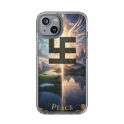 Swasticoin Peaceful Clear Phone Cases, Phone Accessories, Minimalist Design, Nature Lover Gifts, Transparent Phone Cover, Unique Art Case