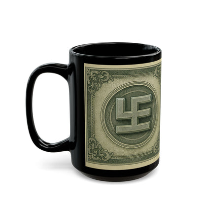Swasticoin Unique Black Money Design Mug for Coffee Lovers, Funny Gift for Birthdays, Office Decor, Unique Collectible