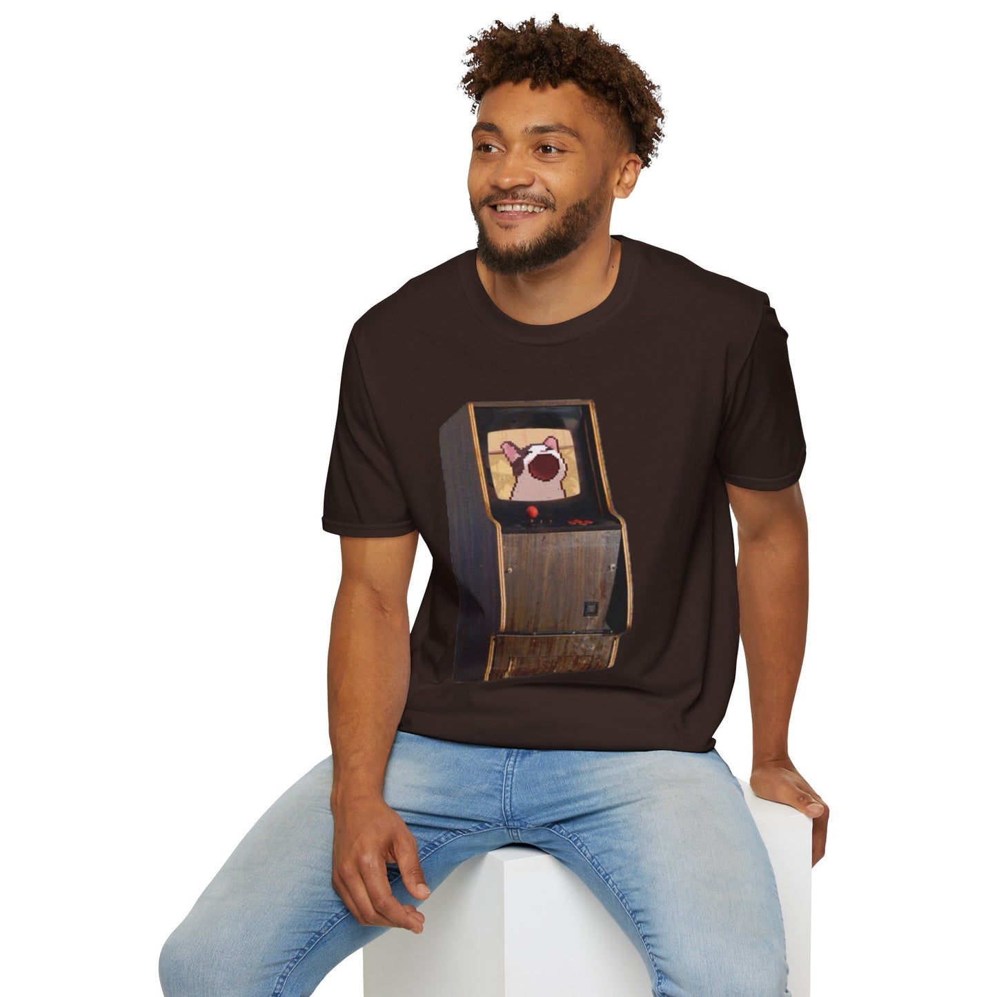 POPCAT Retro Arcade Unisex T-Shirt, Gamer Tee, Vintage Gaming Shirt, Gift for Gamers, Casual Wear