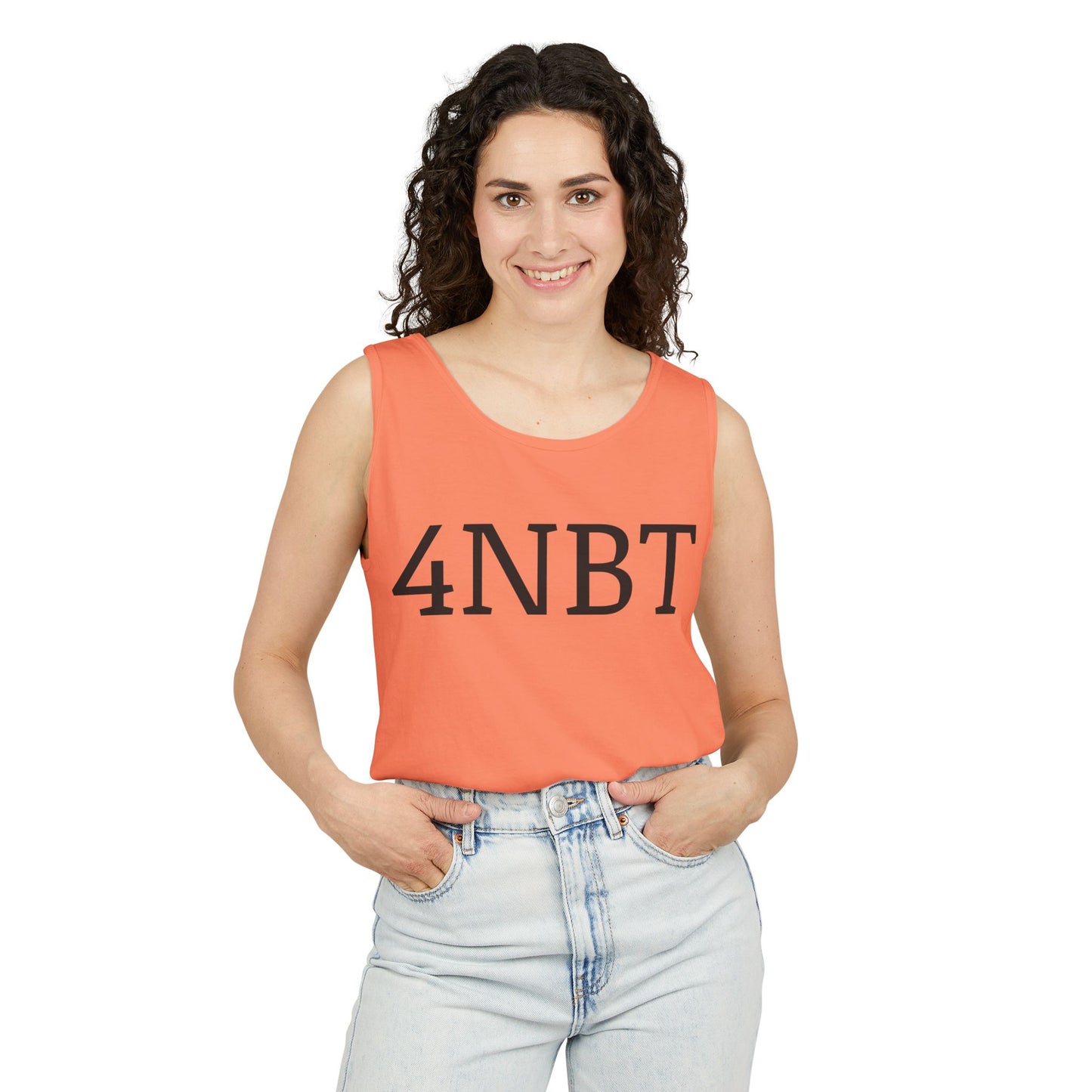 Unisex Garment-Dyed Tank Top with 4NBT Design, Summer Apparel, Casual Wear, Gift for Friends, Individual Expression Top