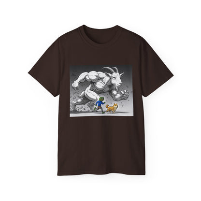 Epic Goat Chase Unisex Tee, Art Tee, Graphic Shirt, Gift for Animal Lovers, Funny T-Shirt, Cartoon Art Tee