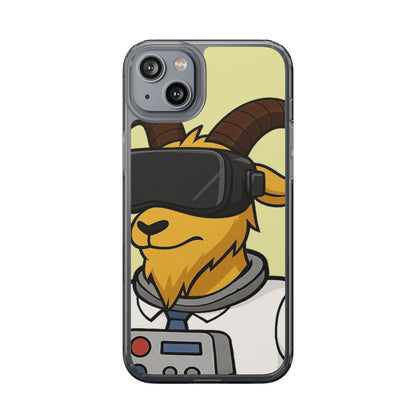 VR Goat Clear Case, Fun Phone Cover, Geeky Accessories, Gift for Gamers, Cute Animal Design, Customizable Phone Cases