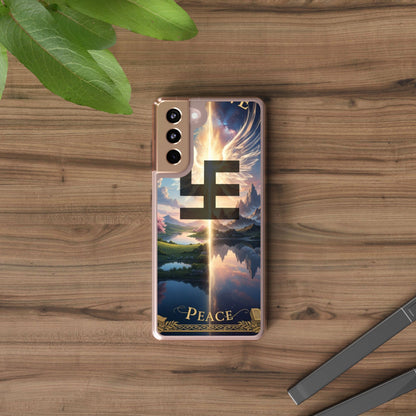 Swasticoin Peaceful Clear Phone Cases, Phone Accessories, Minimalist Design, Nature Lover Gifts, Transparent Phone Cover, Unique Art Case
