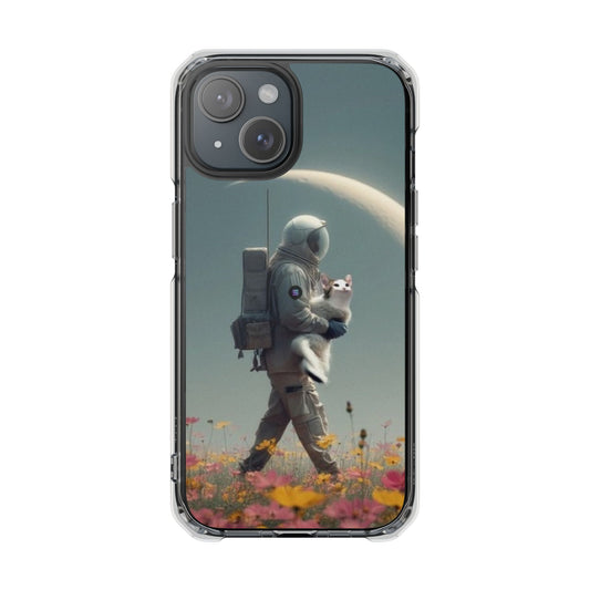 POPCAT Astronaut Phone Case, Clear Impact Case, Unique Galaxy Art Cover, Gift for Space Lovers, Cute Cat and Space Theme, Eco-Friendly