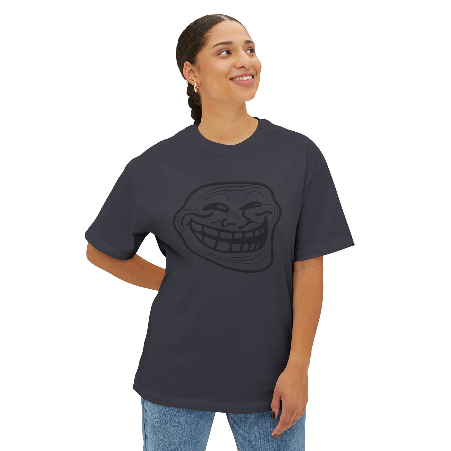 TROLL Funny Graphic Tee, Unisex Oversized Boxy Tee with Troll Face Design, Casual Wear, Gift for Friends, Humor Shirt, Comfortable Everyday Wear