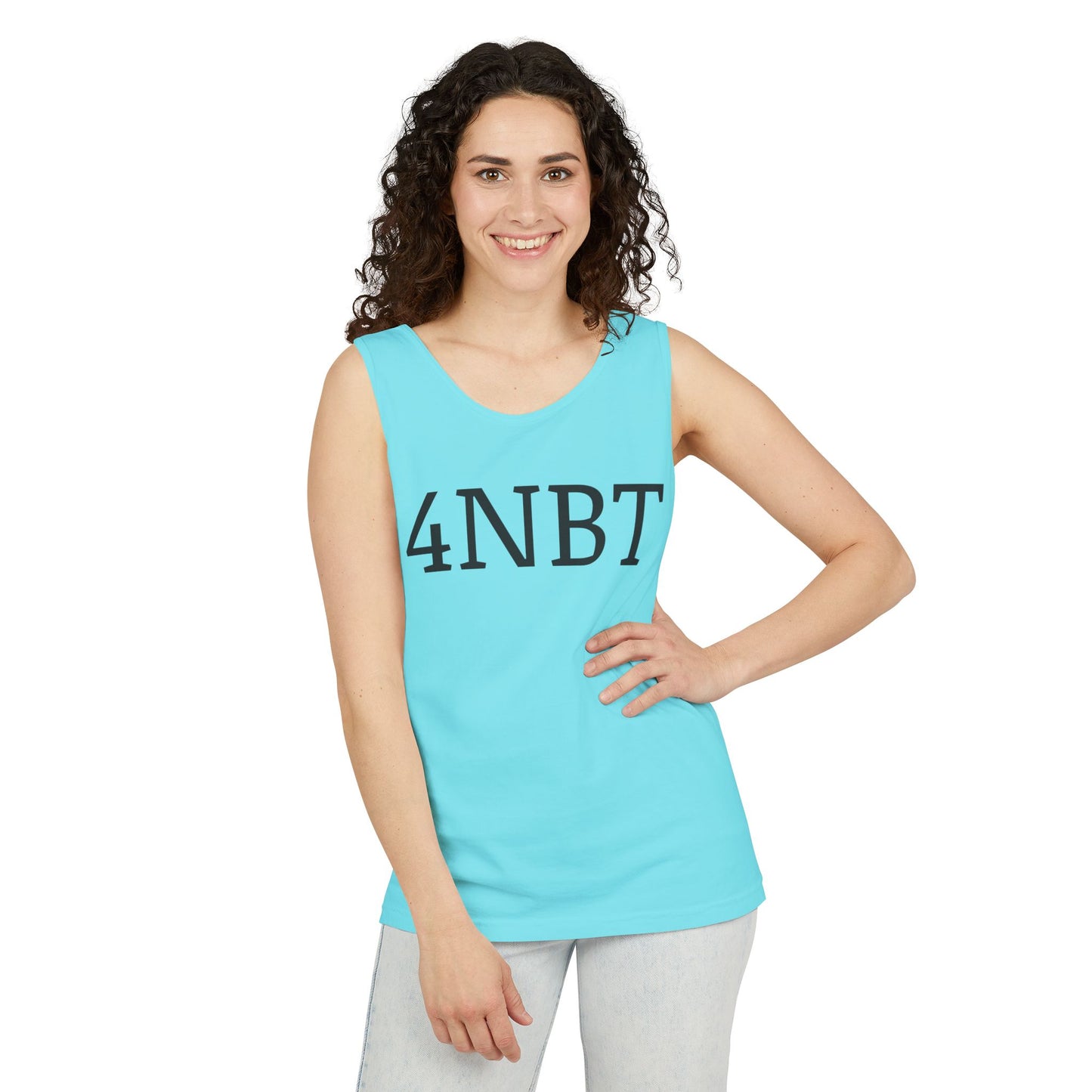 Unisex Garment-Dyed Tank Top with 4NBT Design, Summer Apparel, Casual Wear, Gift for Friends, Individual Expression Top