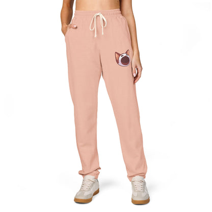 POPCAT Cozy Fleece Sweatpants, Comfortable Lounge Pants, Gift for Cat Lovers, Relaxing Home Wear, Unisex Joggers