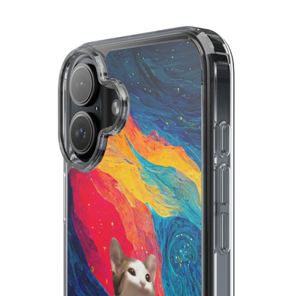 POPCAT Colorful Cat Phone Case, Artistic Clear Cases for Cat Lovers, Unique Gift, Customizable Phone Cover, Fun Pet Accessory, Vibrant Design