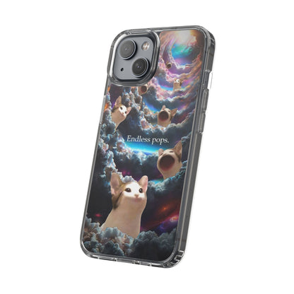 POPCAT Galaxy Cat Clear Phone Case, Cute Animal Phone Cover, Customizable Phone Accessory, Gift for Cat Lovers, Funny Phone Case