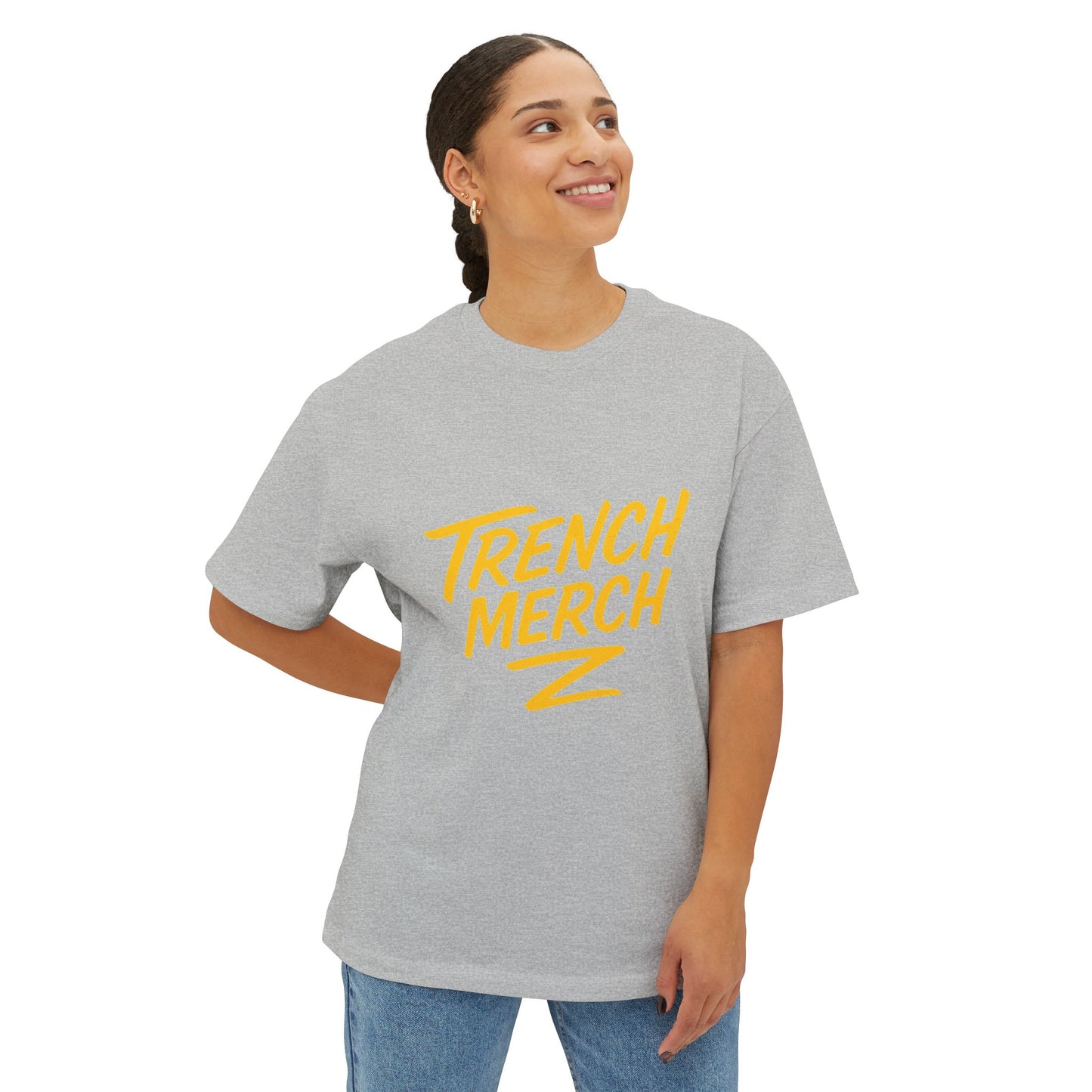 Trench Merch Unisex Oversized Boxy Tee | Casual Graphic T-Shirt for Everyday Style, Gifts for Friends, Summer Comfort, Streetwear Fashion