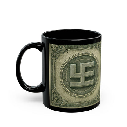 Swasticoin Unique Black Money Design Mug for Coffee Lovers, Funny Gift for Birthdays, Office Decor, Unique Collectible