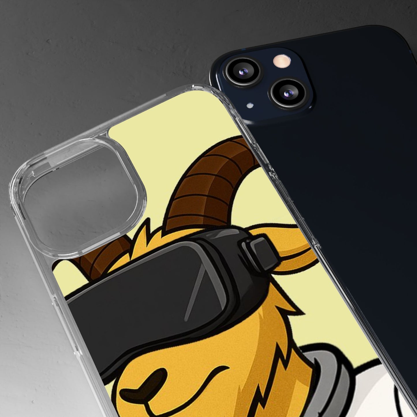 VR Goat Clear Case, Fun Phone Cover, Geeky Accessories, Gift for Gamers, Cute Animal Design, Customizable Phone Cases
