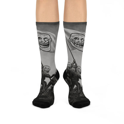 TROLL Funny Meme Crew Socks, Cushioned Funny Socks, Unique Gift Socks, Quirky Socks for Meme Lovers, Casual Wear Socks