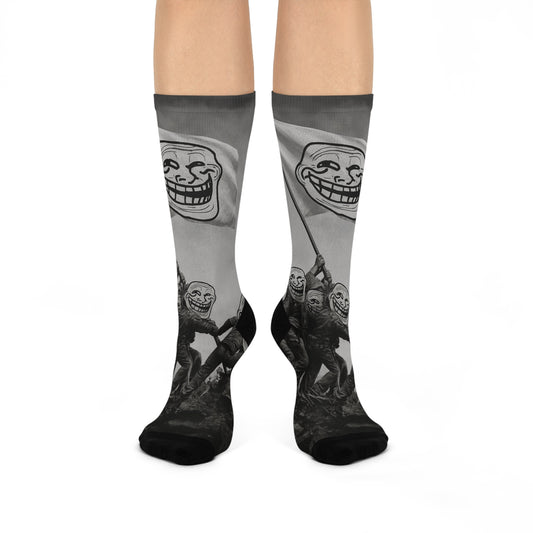 TROLL Funny Meme Crew Socks, Cushioned Funny Socks, Unique Gift Socks, Quirky Socks for Meme Lovers, Casual Wear Socks