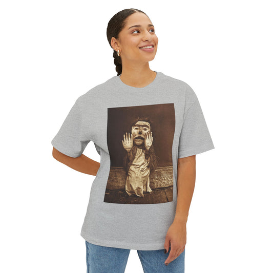 Yei Vintage-Inspired Unisex Oversized Boxy Tee, Graphic Tee, Casual Fashion, Unique Designer Shirt, Gift for Art Lovers, Streetwear