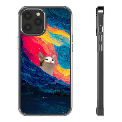 POPCAT Colorful Cat Phone Case, Artistic Clear Cases for Cat Lovers, Unique Gift, Customizable Phone Cover, Fun Pet Accessory, Vibrant Design