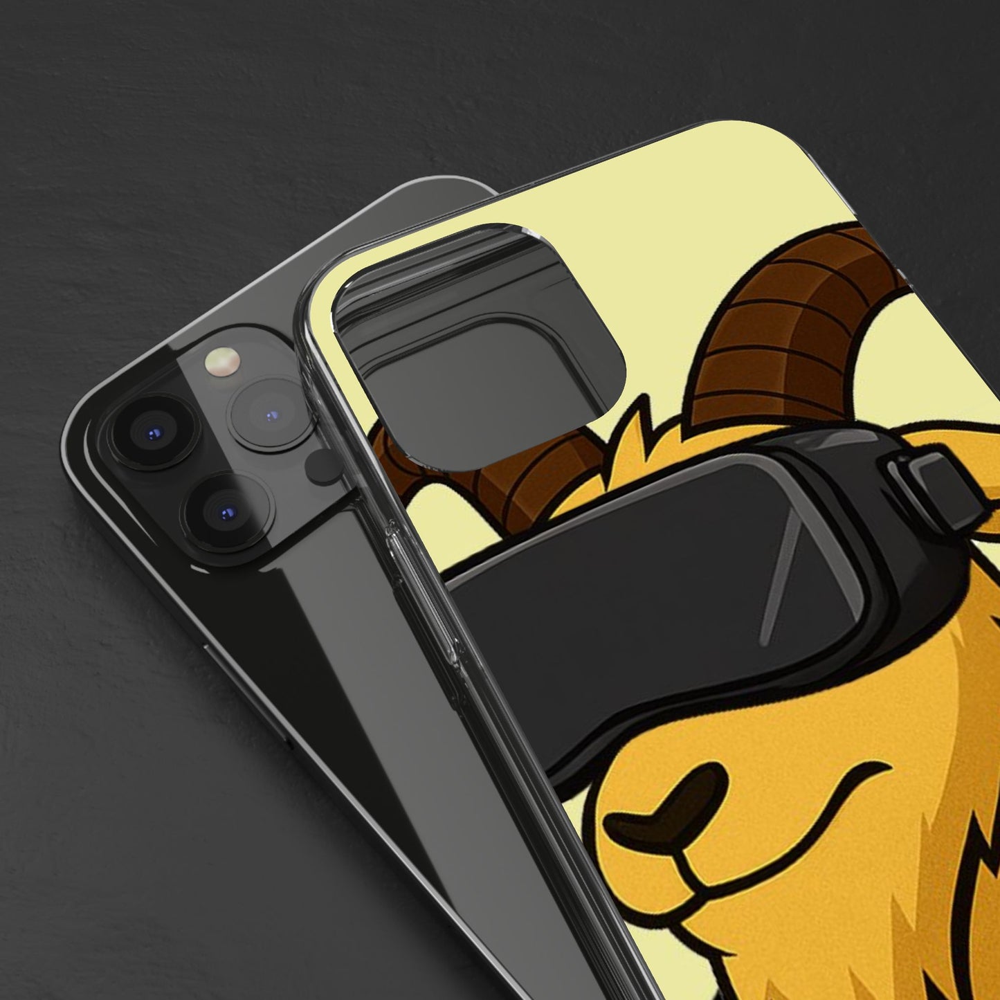 VR Goat Clear Case, Fun Phone Cover, Geeky Accessories, Gift for Gamers, Cute Animal Design, Customizable Phone Cases