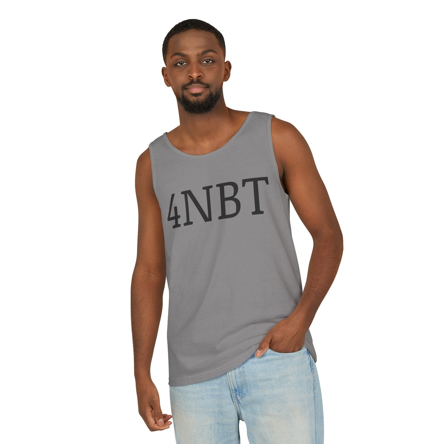 Unisex Garment-Dyed Tank Top with 4NBT Design, Summer Apparel, Casual Wear, Gift for Friends, Individual Expression Top