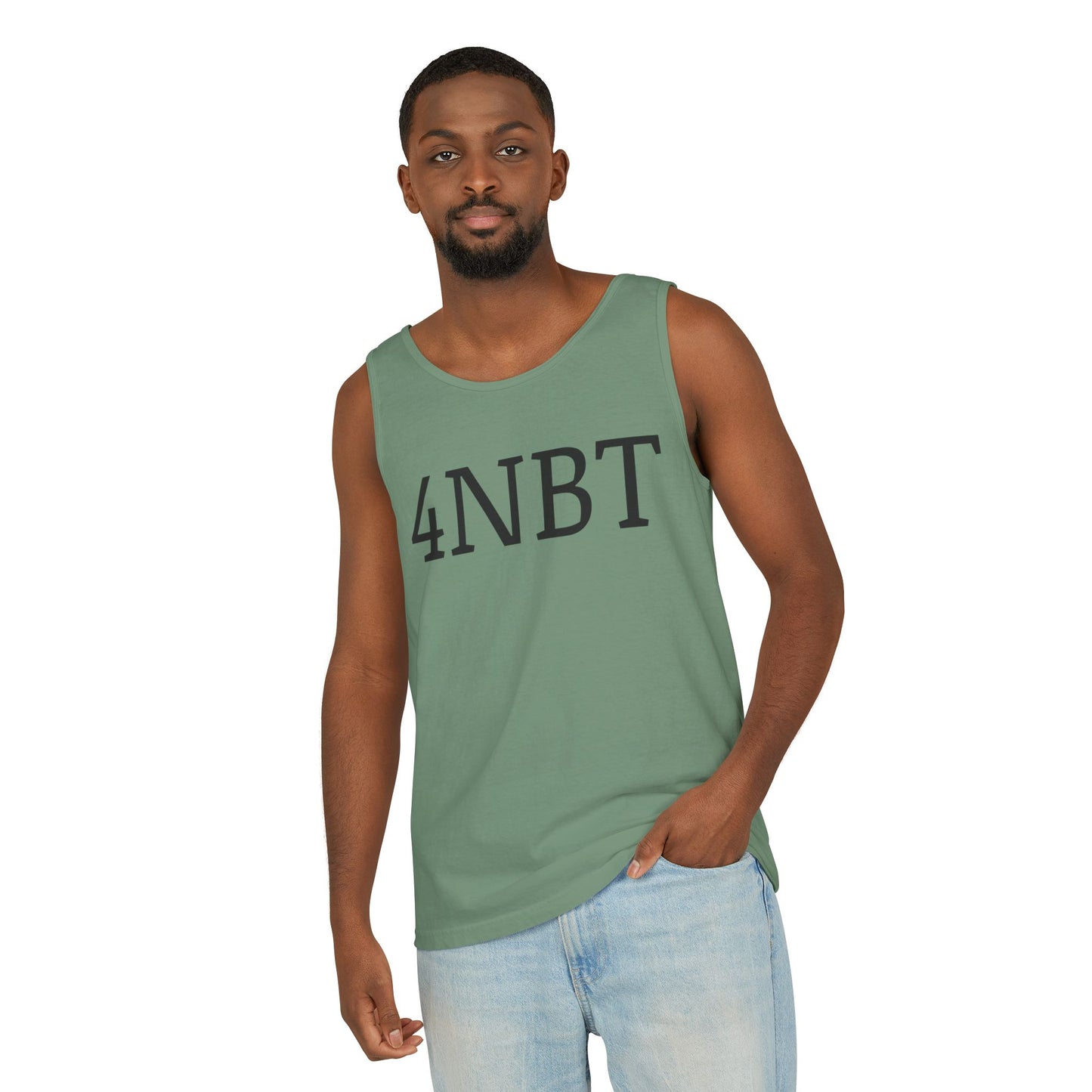 Unisex Garment-Dyed Tank Top with 4NBT Design, Summer Apparel, Casual Wear, Gift for Friends, Individual Expression Top
