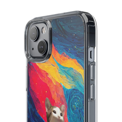 POPCAT Colorful Cat Phone Case, Artistic Clear Cases for Cat Lovers, Unique Gift, Customizable Phone Cover, Fun Pet Accessory, Vibrant Design
