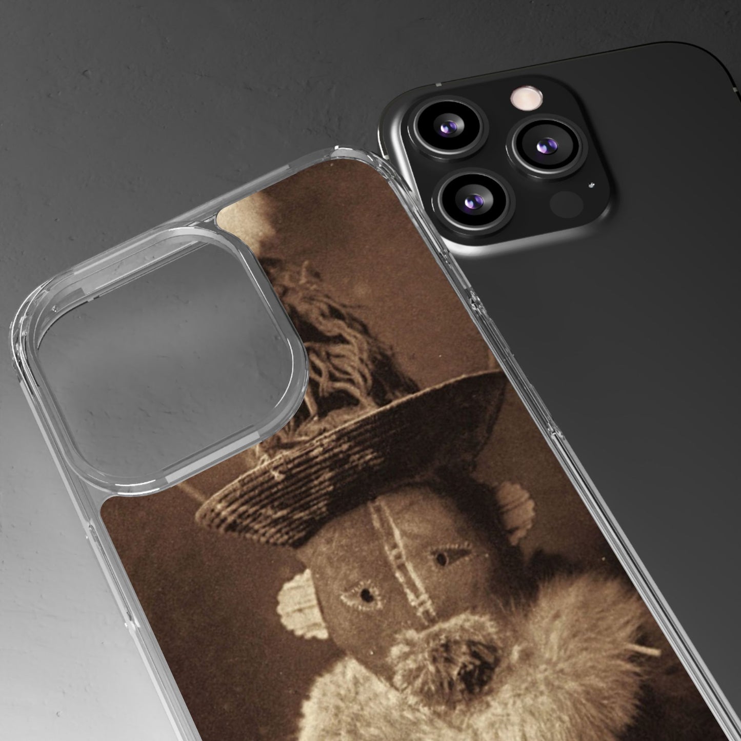 Yei Vintage Ethnic Clear Phone Case, Unique Phone Protector, Bohemian iPhone Case, Artistic Clear Cover, Cultural Phone Accessory