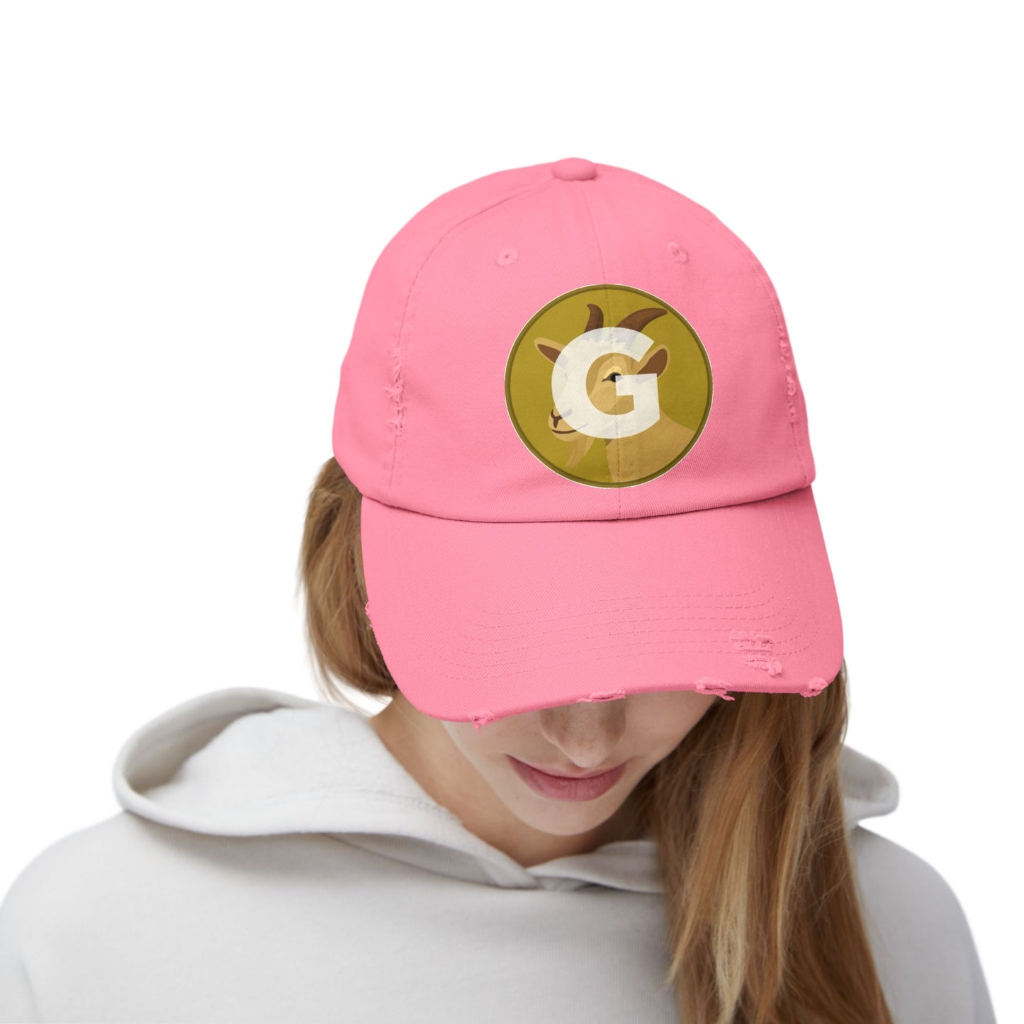 Goat Unisex Distressed Cap with G Logo, Casual Hat, Trendy Apparel, Gift for Him/Her, Summer Accessory, Sportswear