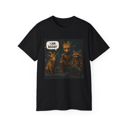 Goat Graphic Tee for Fans of Humor, Perfect Gift for Birthdays, Casual Wear, Geeky Apparel, I AM GOAT Theme