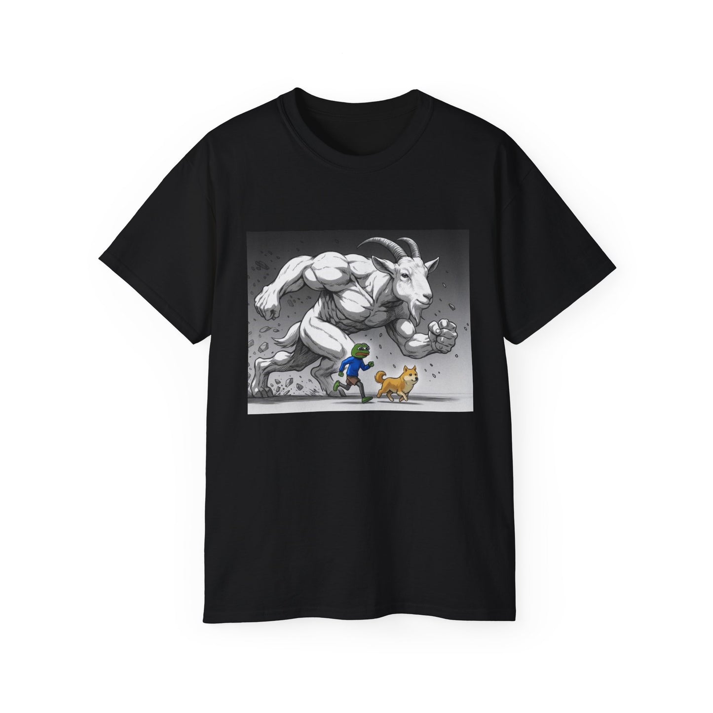 Epic Goat Chase Unisex Tee, Art Tee, Graphic Shirt, Gift for Animal Lovers, Funny T-Shirt, Cartoon Art Tee