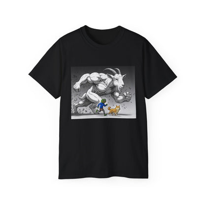 Epic Goat Chase Unisex Tee, Art Tee, Graphic Shirt, Gift for Animal Lovers, Funny T-Shirt, Cartoon Art Tee