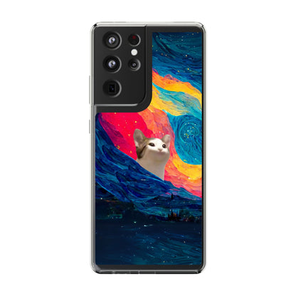 POPCAT Colorful Cat Phone Case, Artistic Clear Cases for Cat Lovers, Unique Gift, Customizable Phone Cover, Fun Pet Accessory, Vibrant Design