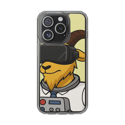 VR Goat Clear Case, Fun Phone Cover, Geeky Accessories, Gift for Gamers, Cute Animal Design, Customizable Phone Cases