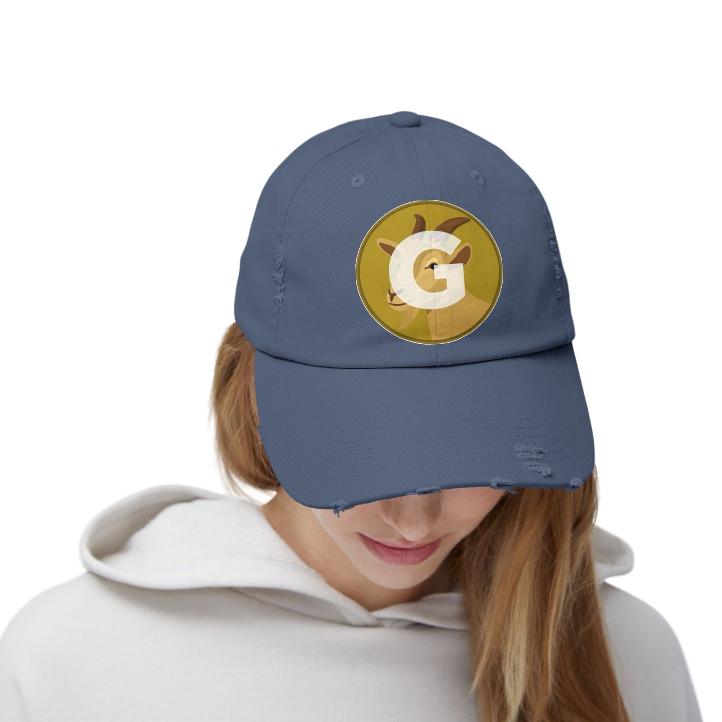 Goat Unisex Distressed Cap with G Logo, Casual Hat, Trendy Apparel, Gift for Him/Her, Summer Accessory, Sportswear