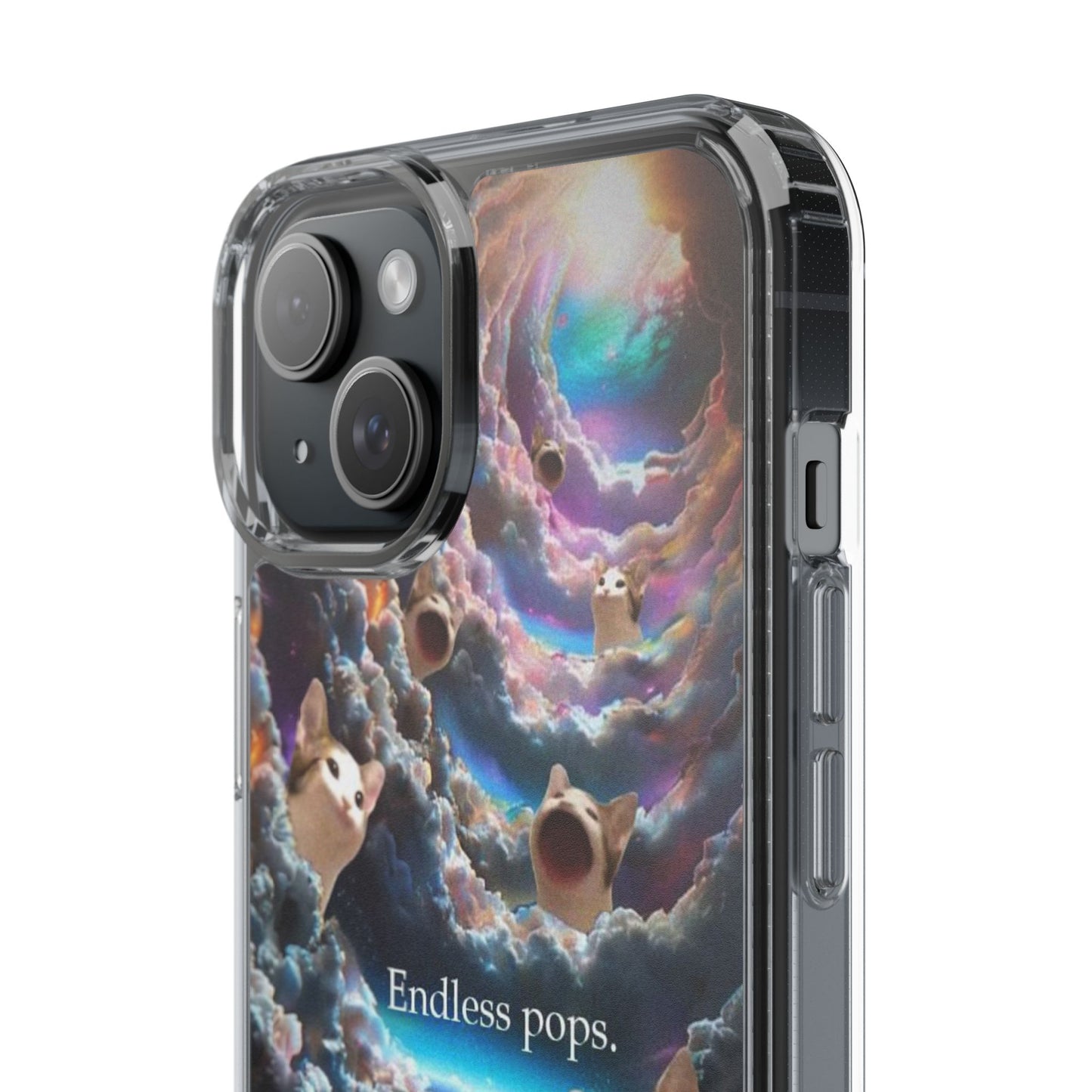 POPCAT Galaxy Cat Clear Phone Case, Cute Animal Phone Cover, Customizable Phone Accessory, Gift for Cat Lovers, Funny Phone Case