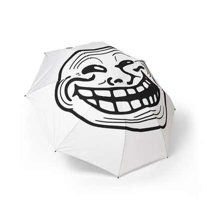 TROLL Face Umbrella | Funny Semi-Automatic Foldable Umbrella, Perfect Gift for Rainy Days, Joke Umbrella for Friends, Humorous Accessory