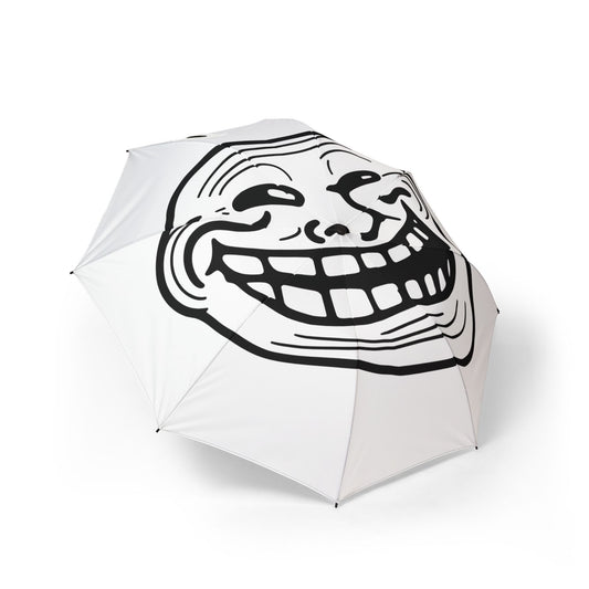 TROLL Face Umbrella | Funny Semi-Automatic Foldable Umbrella, Perfect Gift for Rainy Days, Joke Umbrella for Friends, Humorous Accessory