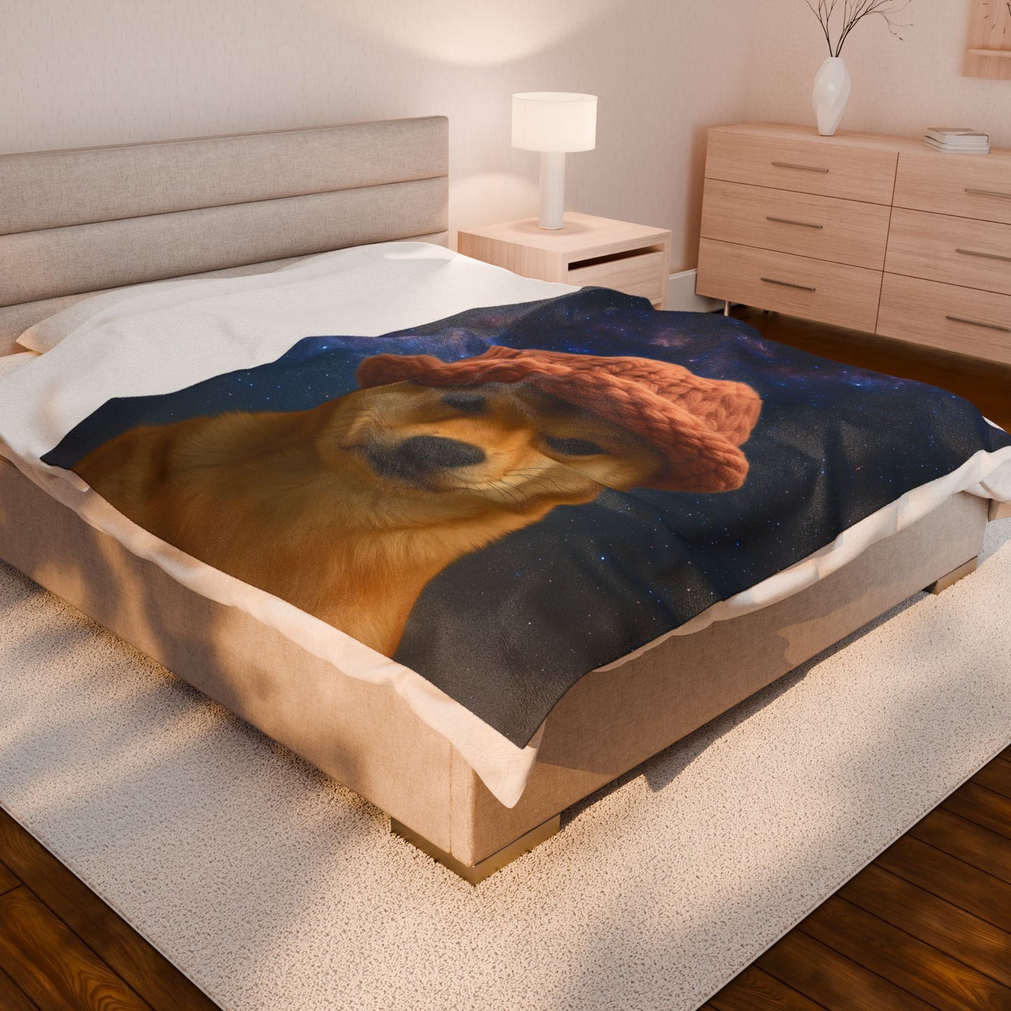 WIF Cozy Velveteen Plush Blanket with Fun Dog Design, Pet Lovers Gift, Home Decor, Unique Throw Blanket for All Occasions, Warm Throw