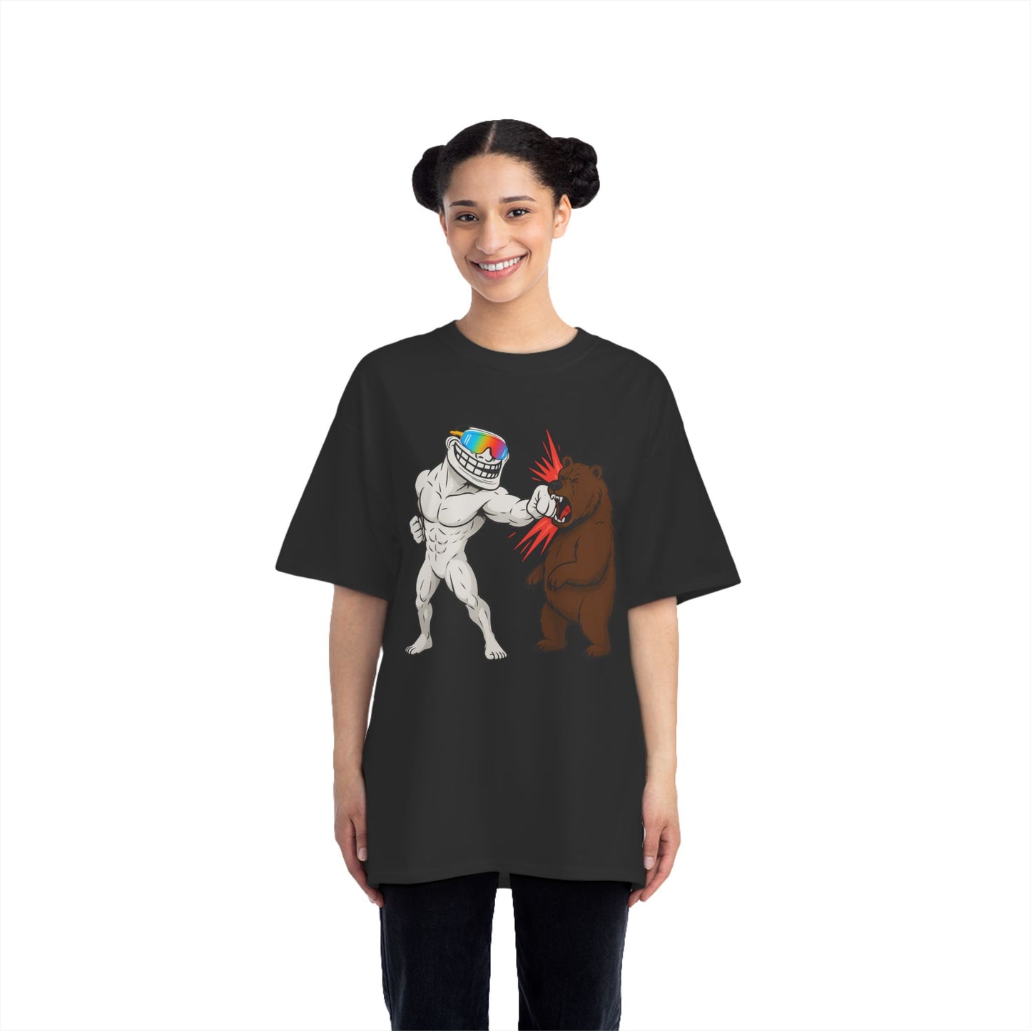 Troll Bold Graphic Short-Sleeve T-Shirt featuring Cartoon Conflict, Fun Gift for Friends, Casual Wear, Festival Attire, Unique Statement [...]