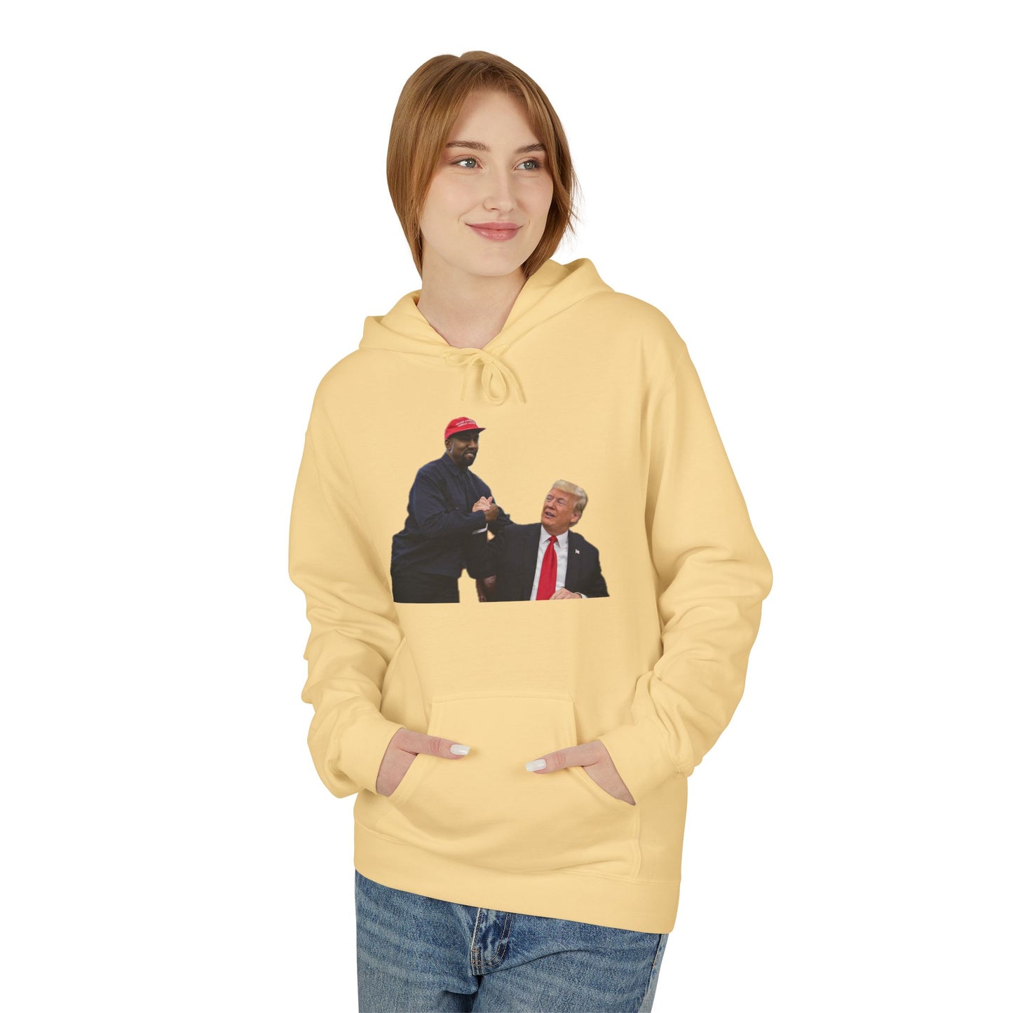 Ye & DJT Funny Political Fleece Hoodie, Unisex Softstyle Hoodie, Gift for Political Humor, Casual Wear, Election Day Apparel, Meme Clothing
