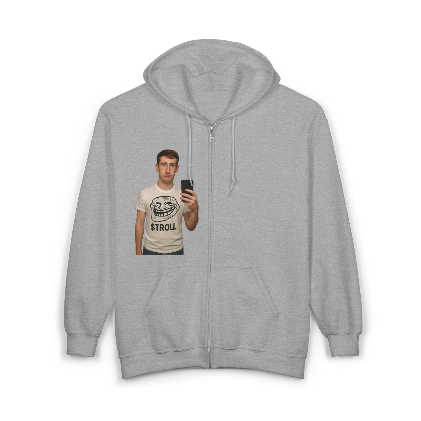 Greg Troll Casual Zip Hoodie for Everyday Style, Unisex Zip Sweatshirt, Comfy Hoodie for Relaxation, Trendy Zip-Up for All Seasons, Gift for Friends