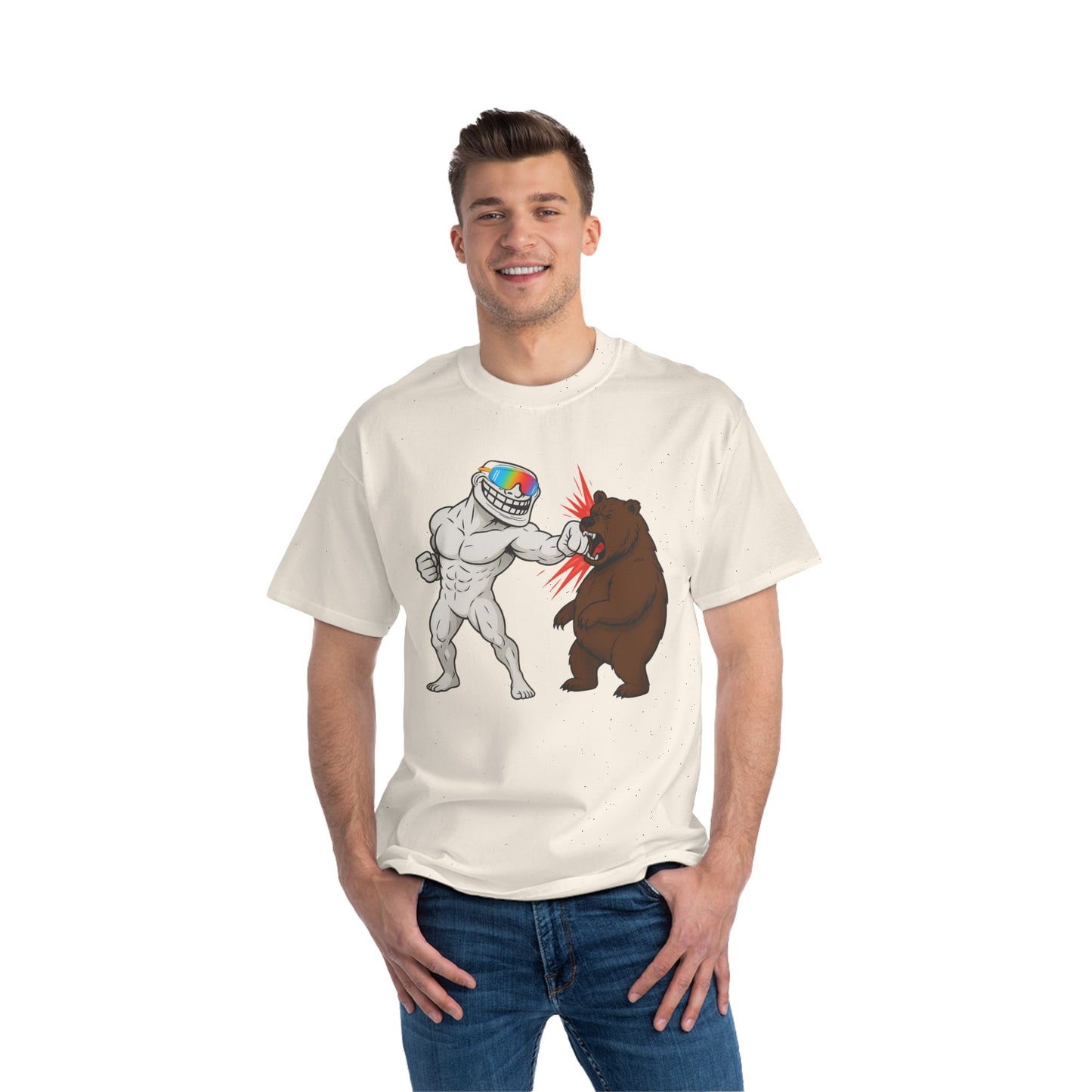 Troll Bold Graphic Short-Sleeve T-Shirt featuring Cartoon Conflict, Fun Gift for Friends, Casual Wear, Festival Attire, Unique Statement [...]
