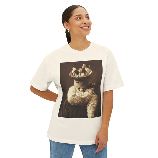 Yei Oversized Tee - Unique Gift, Casual Wear, Vintage Style, Cute Animal T-Shirt