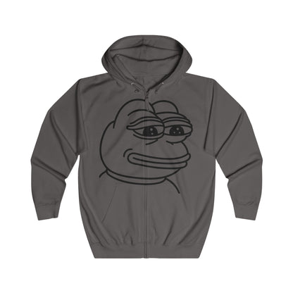 Pepe the Frog Unisex Full Zip Hoodie, Casual Wear, Gift for Gamers, Cute Streetwear, Humor Apparel, Perfect for Chill Days