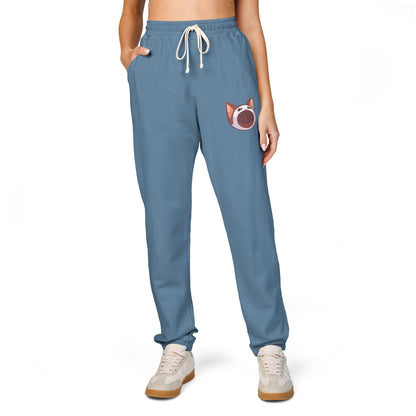 POPCAT Cozy Fleece Sweatpants, Comfortable Lounge Pants, Gift for Cat Lovers, Relaxing Home Wear, Unisex Joggers