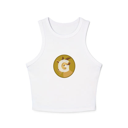 Goat Women's Micro Rib Racer Tank Top with Custom Graphic, Casual Layering Piece, Perfect for Summer, Beach Trips, Festivals, Workout Wear