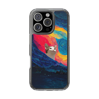 POPCAT Colorful Cat Phone Case, Artistic Clear Cases for Cat Lovers, Unique Gift, Customizable Phone Cover, Fun Pet Accessory, Vibrant Design