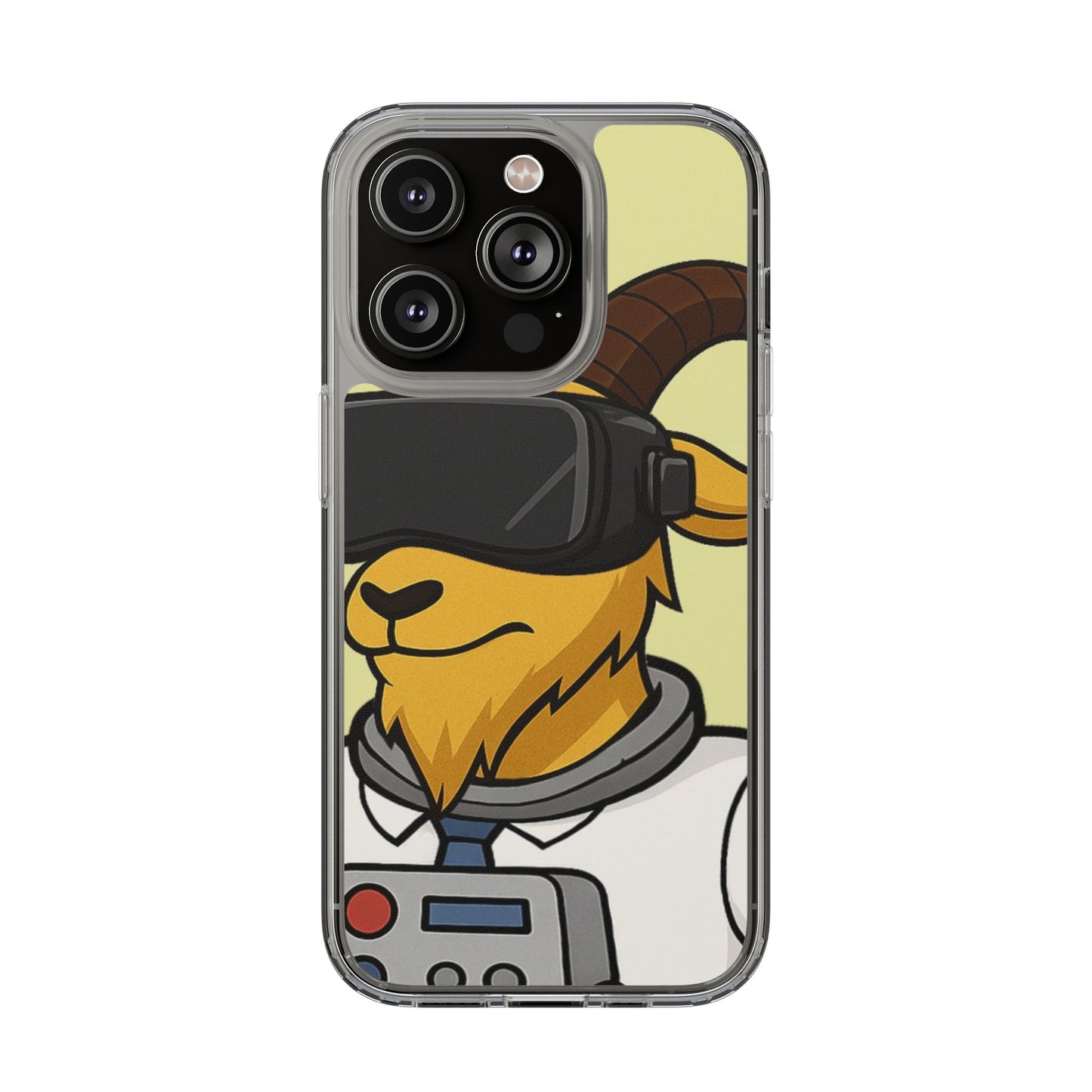VR Goat Clear Case, Fun Phone Cover, Geeky Accessories, Gift for Gamers, Cute Animal Design, Customizable Phone Cases