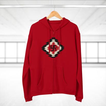 Yei Navajo Inspired Unisex Hooded Zip Sweatshirt, Cozy Layering, Gift for Him/Her, Fall/Winter Fashion, Boho Style, Casual Wear