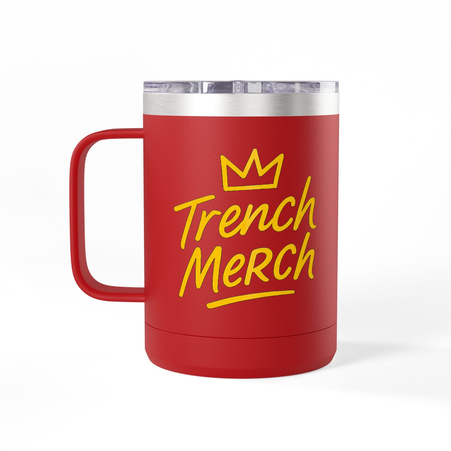 Trench Merch Crown Coffee Mug Tumbler, Perfect for Beach Lovers, Gifts for Friends, Summer Getaways, Adventure Travel, Crown Design